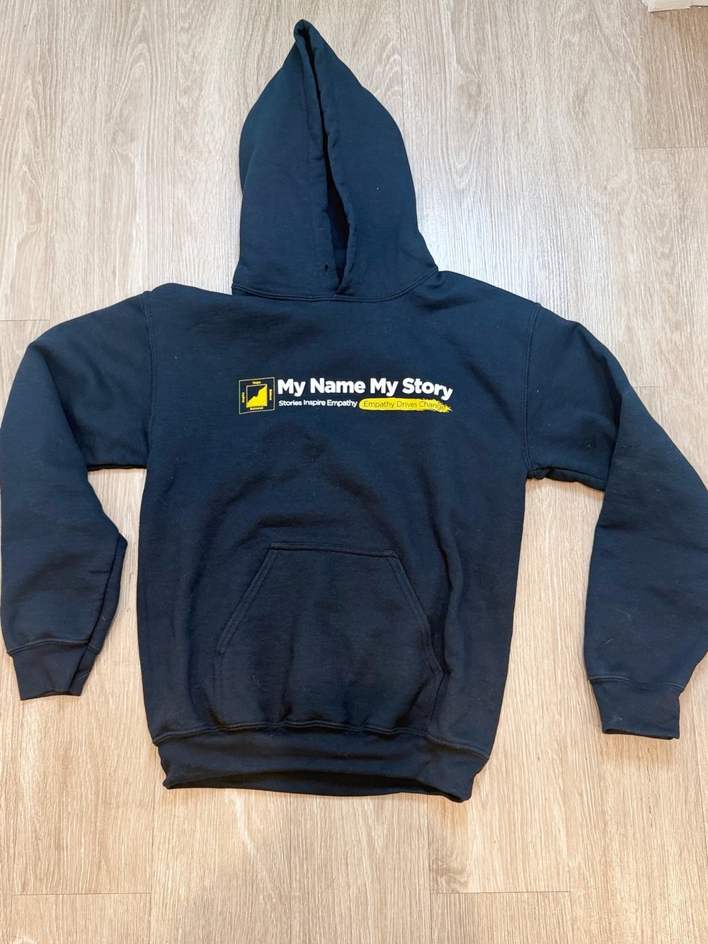 Gildan Black Hoodie with Blue Logo Tag